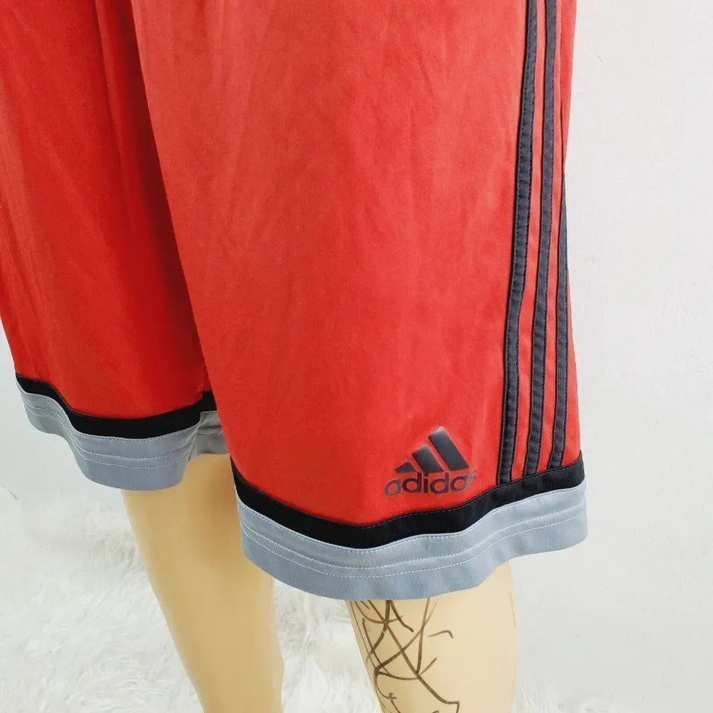 Adidas Men's Red‎ Elastic Waist Flat Front Drawstring Athletic Basic Shorts Sz M